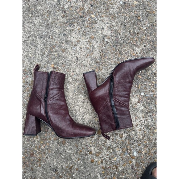 Napoleoni Italian Designer Maroon Nappa Leather Ankle Boots Women Size 40 Italy - Picture 2 of 12